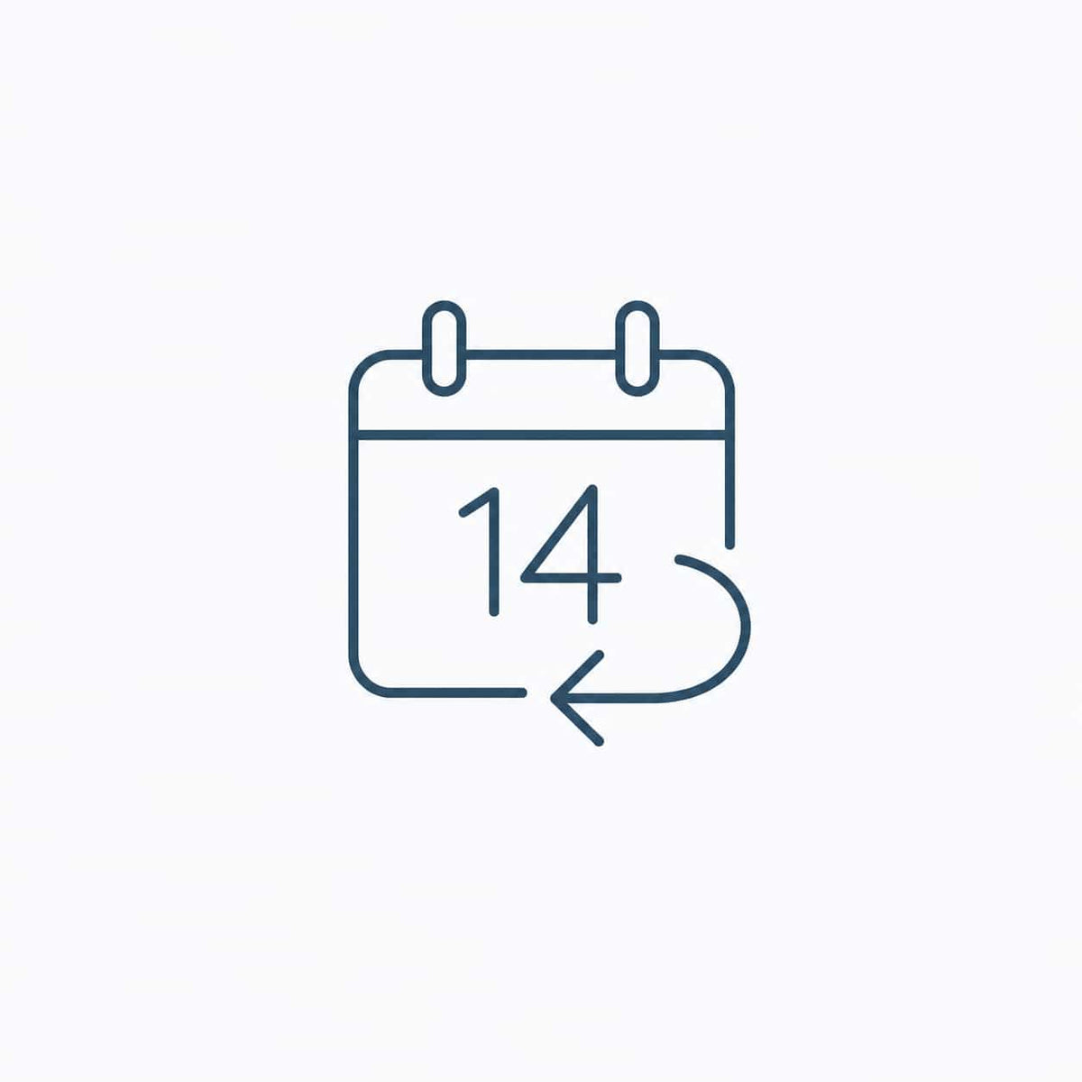AURAJONG 14-day return window for automatic American Mahjong tables, illustrated with a calendar and return arrow.