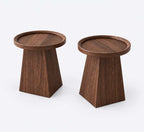 Two matching side tables in black walnut color for the AURAJONG R1 automatic American Mahjong table