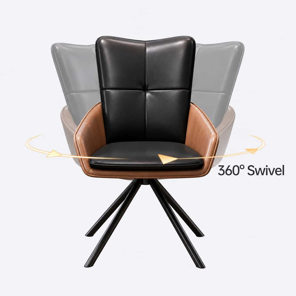 AURAJONG R3 black and brown upholstered Mahjong chair with 360-degree swivel base.