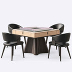 AURAJONG R4 black and cream automatic American Mahjong table with four chairs and pink Mahjong tile walls, designed for American Mahjong.