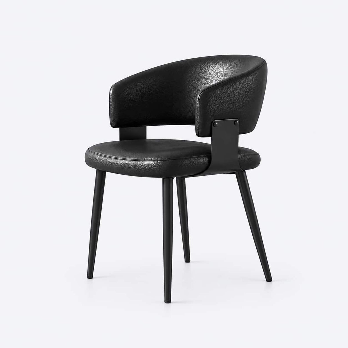 AURAJONG R4 black upholstered Mahjong chair with curved backrest and slim black legs.